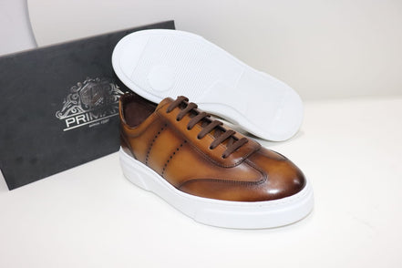 Leather Lace-Up Sneakers