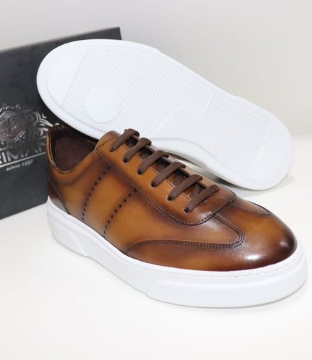 Leather Lace-Up Sneakers