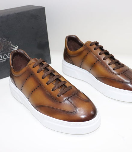 Leather Lace-Up Sneakers